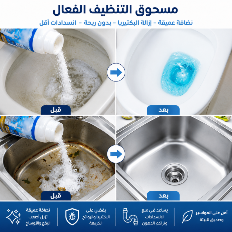 مسحوق تسليك الأحواض - خصم 50% على أقوى منتج لتنظيف المجاري! - 3