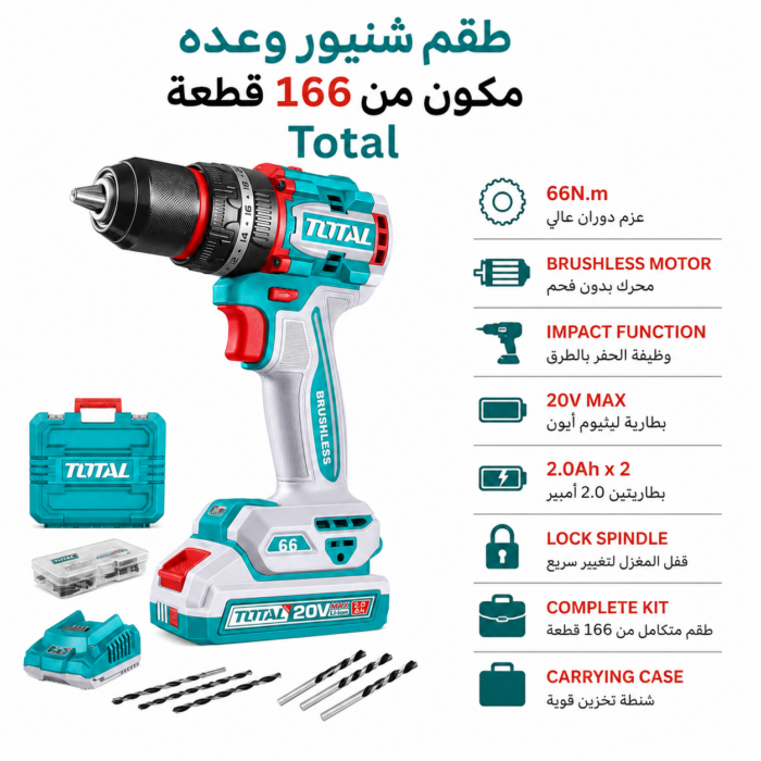 ⁦احصل على طقم شنيور وعده مكون من 166 قطعة Total بخصم يصل إلى 30%!⁩ - الصورة ⁦6⁩